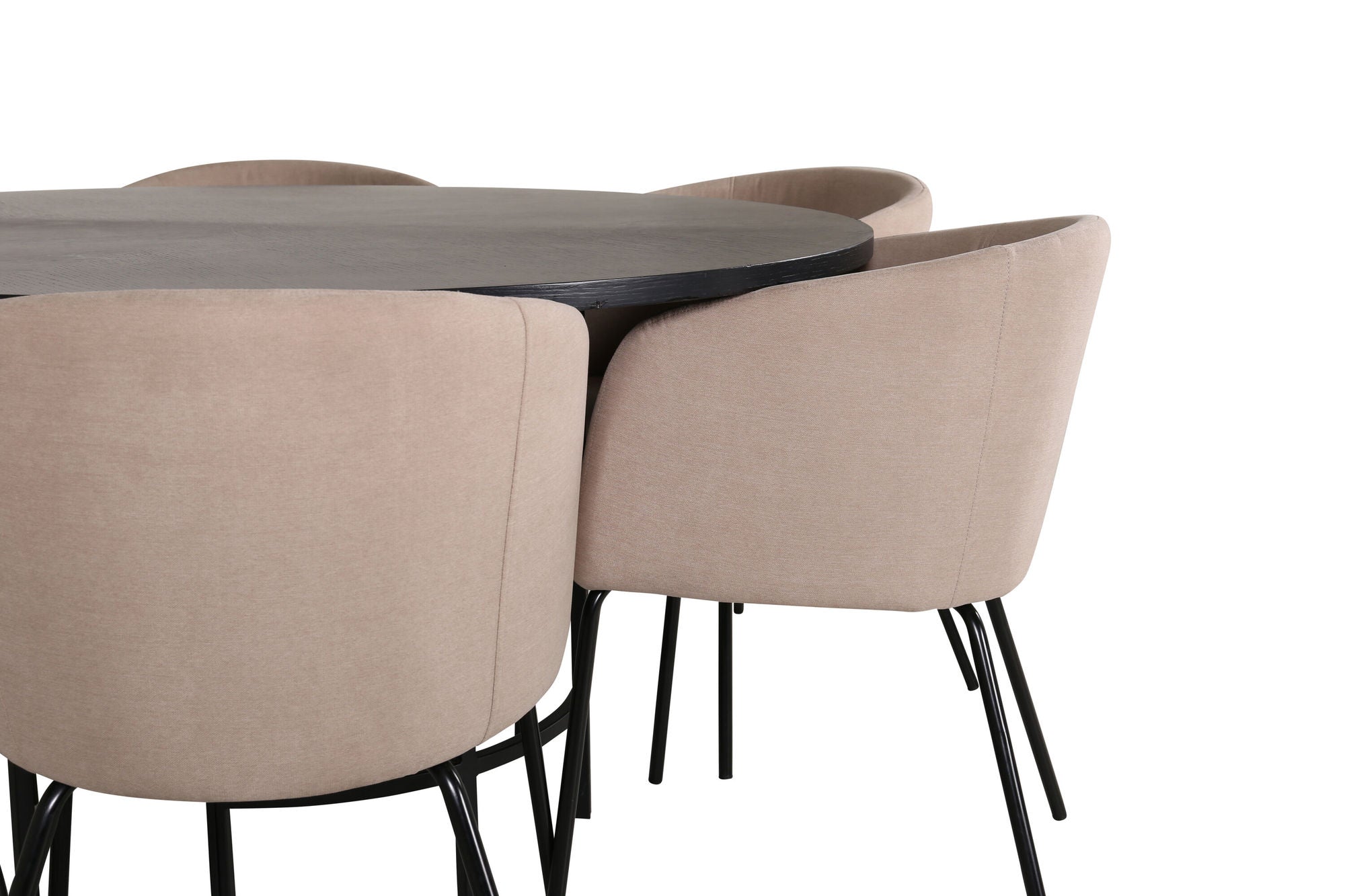 Venture Home Copenhagen - spisebord round - Black / Black+Berit stol - Black / Beige Fabric (Polyester linen )_6