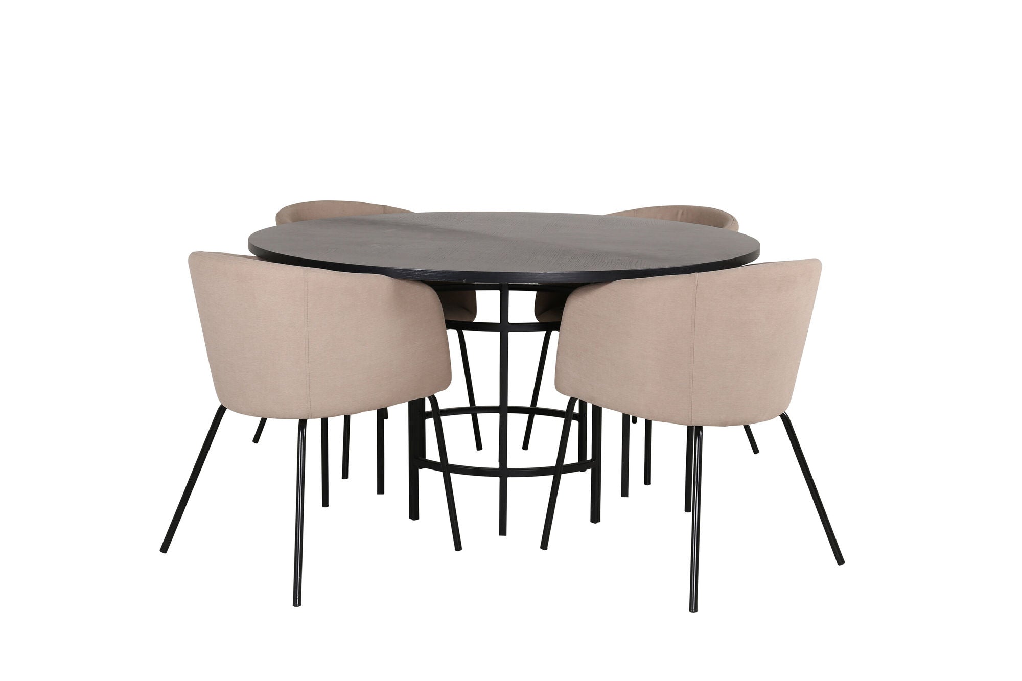 Venture Home Copenhagen - spisebord round - Black / Black+Berit stol - Black / Beige Fabric (Polyester linen )_4