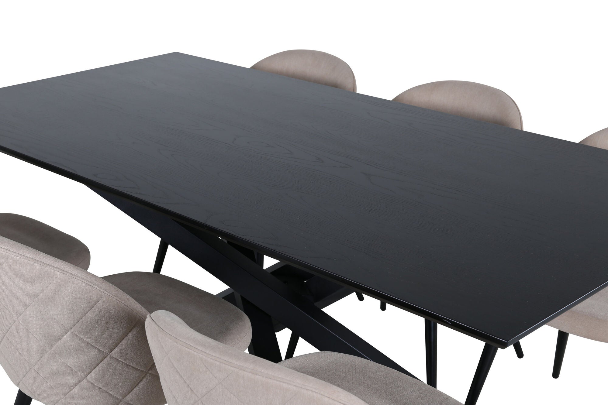 Venture Home Piazza spisebord - Black / Black Veneer+Velvet Stitches stol - Black / Beige Fabric (Polyester linen )_6