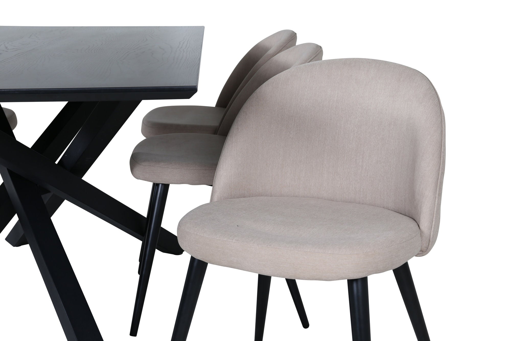 Venture Home Piazza spisebord - Black / Black Veneer+Velvet Stitches stol - Black / Beige Fabric (Polyester linen )_6