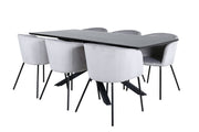 Venture Home Piazza spisebord - Black / Black Veneer+Berit stol - Black / Light Grey Velvet_6