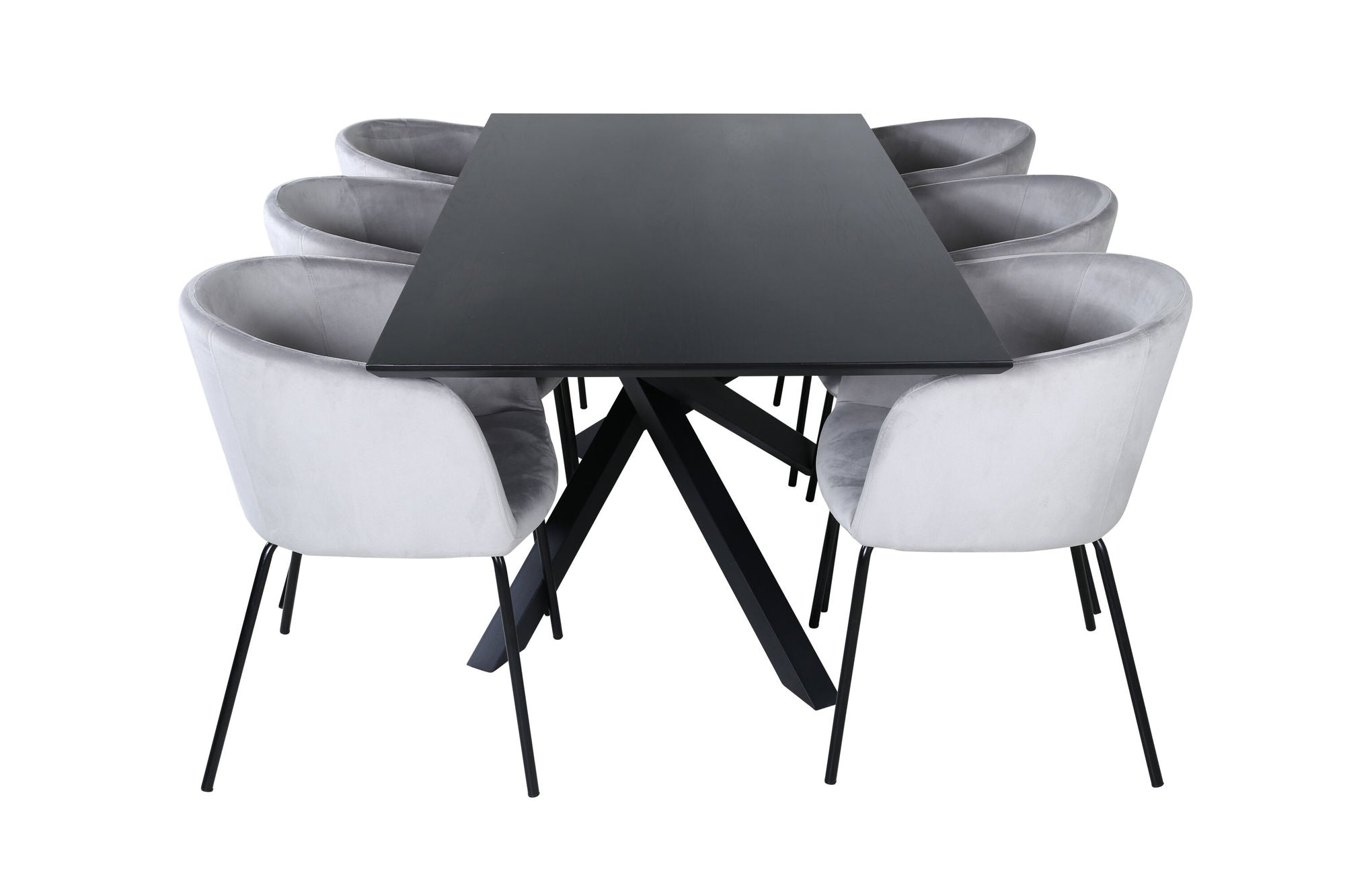 Venture Home Piazza spisebord - Black / Black Veneer+Berit stol - Black / Light Grey Velvet_6