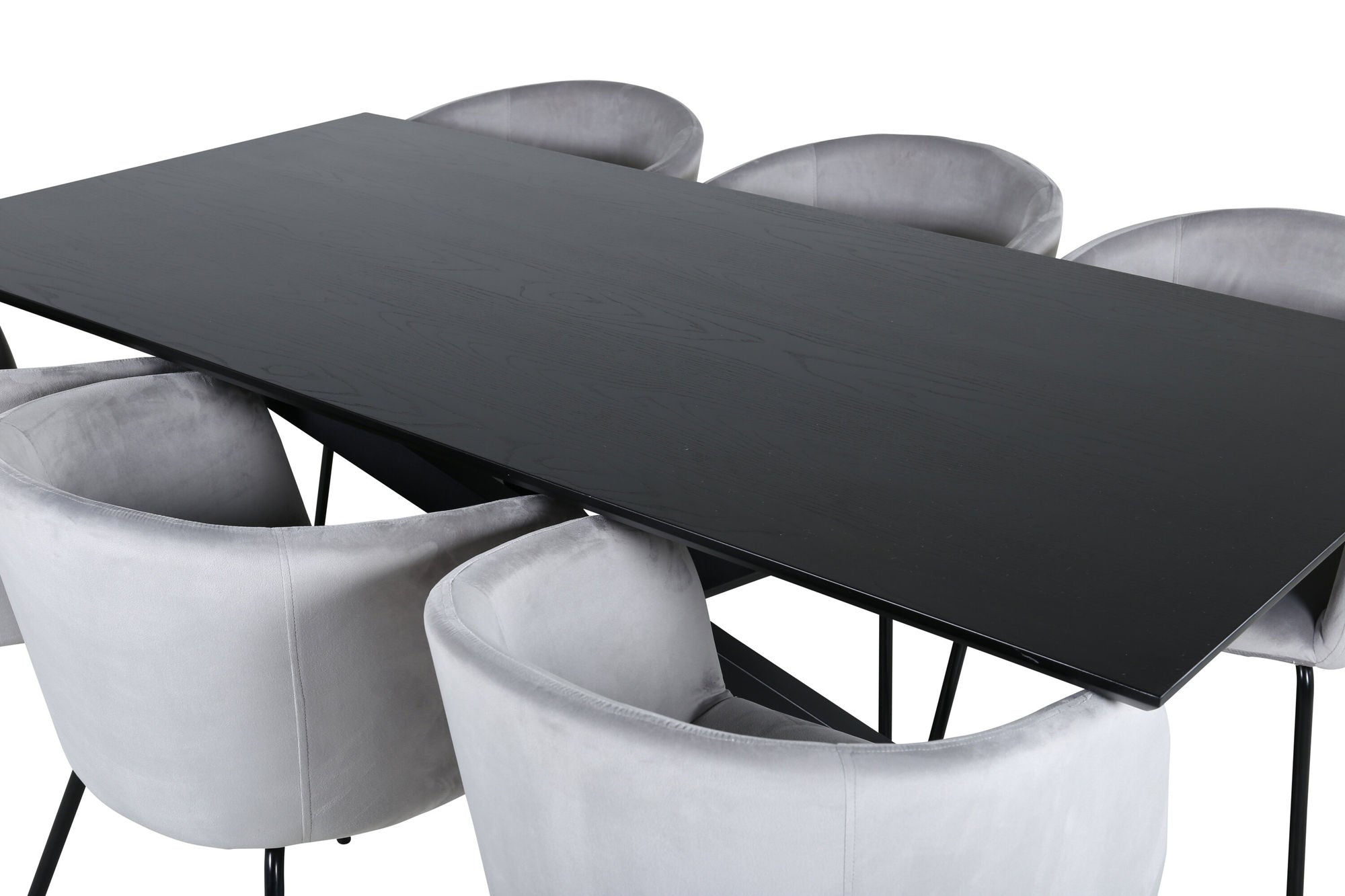 Venture Home Piazza spisebord - Black / Black Veneer+Berit stol - Black / Light Grey Velvet_6