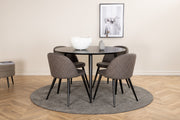 Venture Home Dipp spisebord - 115cm - Black Veneer / All black legs +Velvet Stitches stol - Black / Grey Micro Fibre_4
