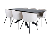 Venture Home Piazza spisebord - Black / Black Veneer+Berit stol - Black / Beige Velvet_6