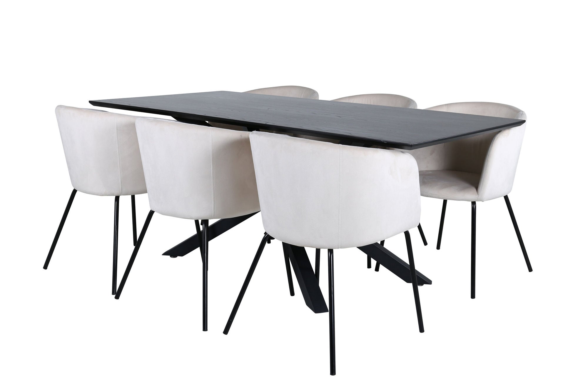 Venture Home Piazza spisebord - Black / Black Veneer+Berit stol - Black / Beige Velvet_6