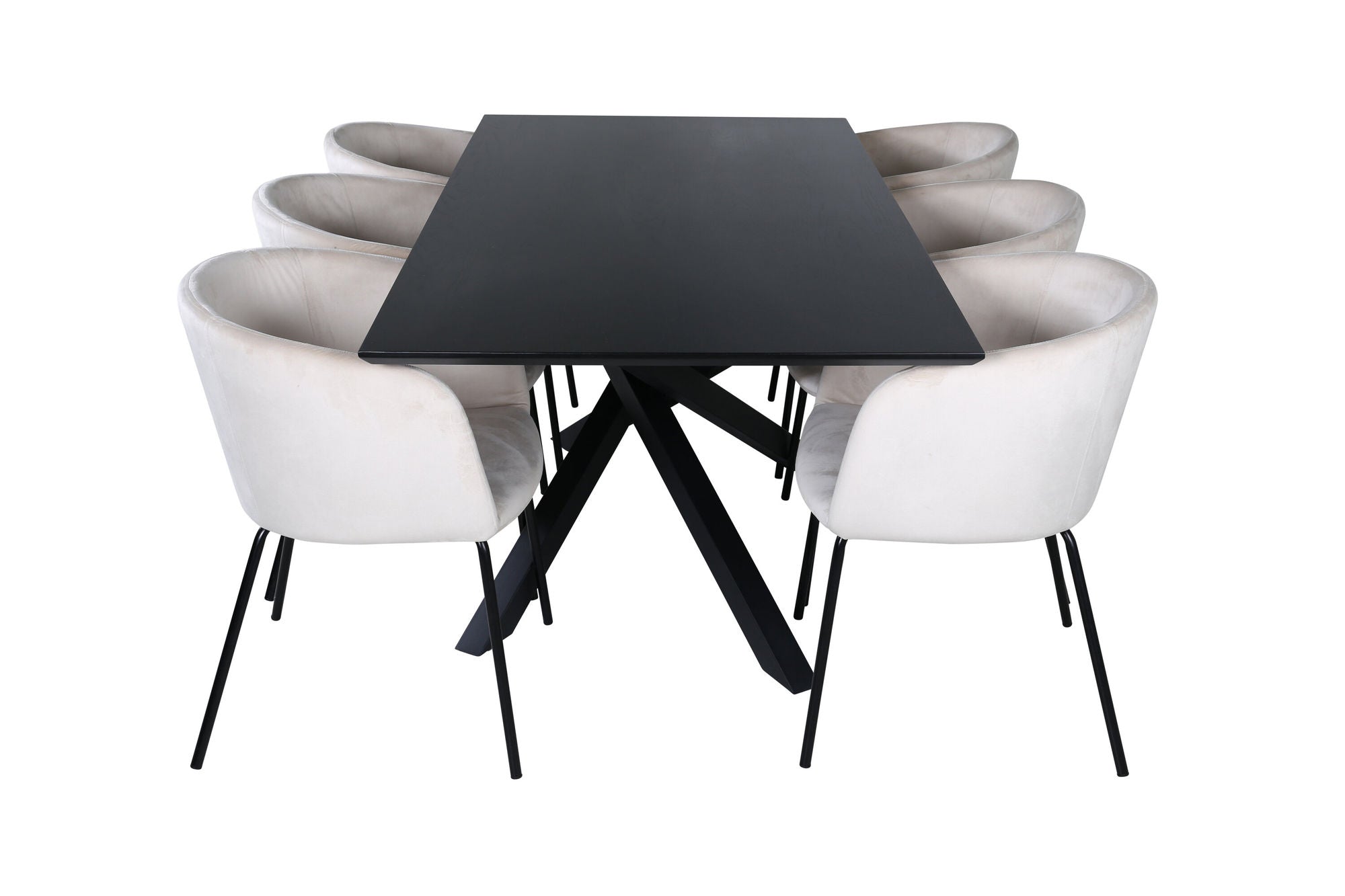 Venture Home Piazza spisebord - Black / Black Veneer+Berit stol - Black / Beige Velvet_6