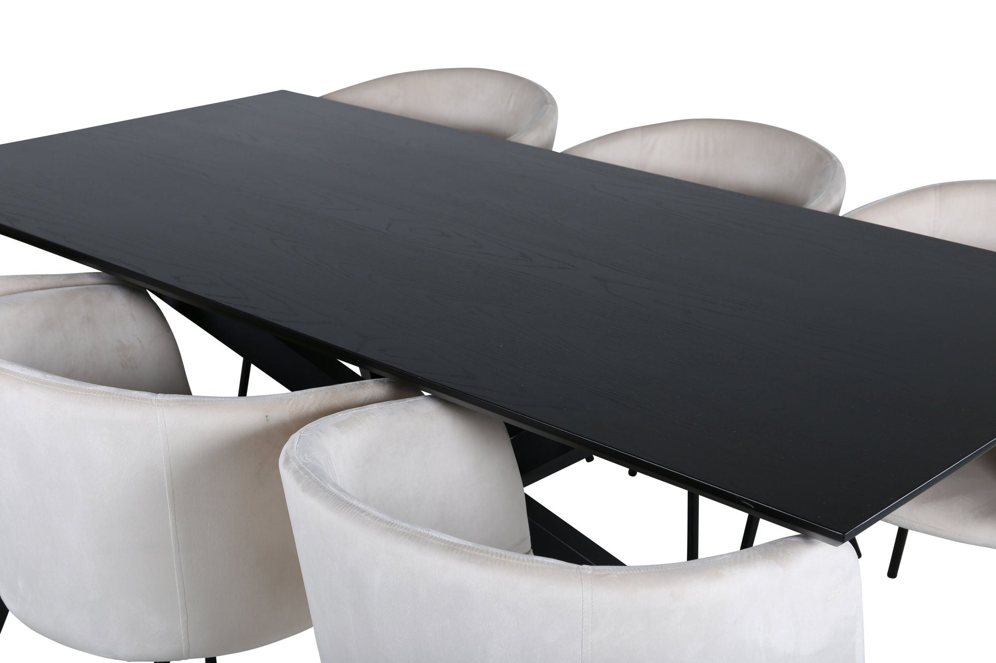 Venture Home Piazza spisebord - Black / Black Veneer+Berit stol - Black / Beige Velvet_6