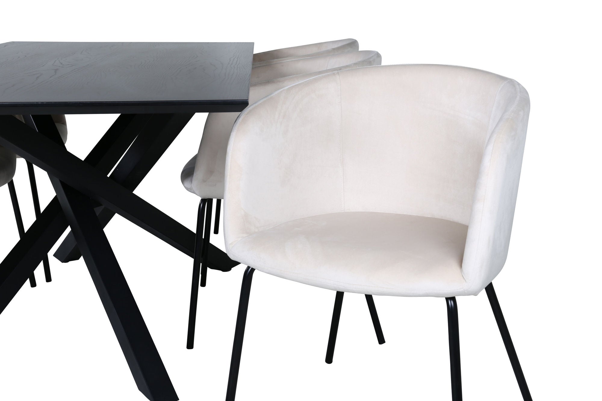 Venture Home Piazza spisebord - Black / Black Veneer+Berit stol - Black / Beige Velvet_6