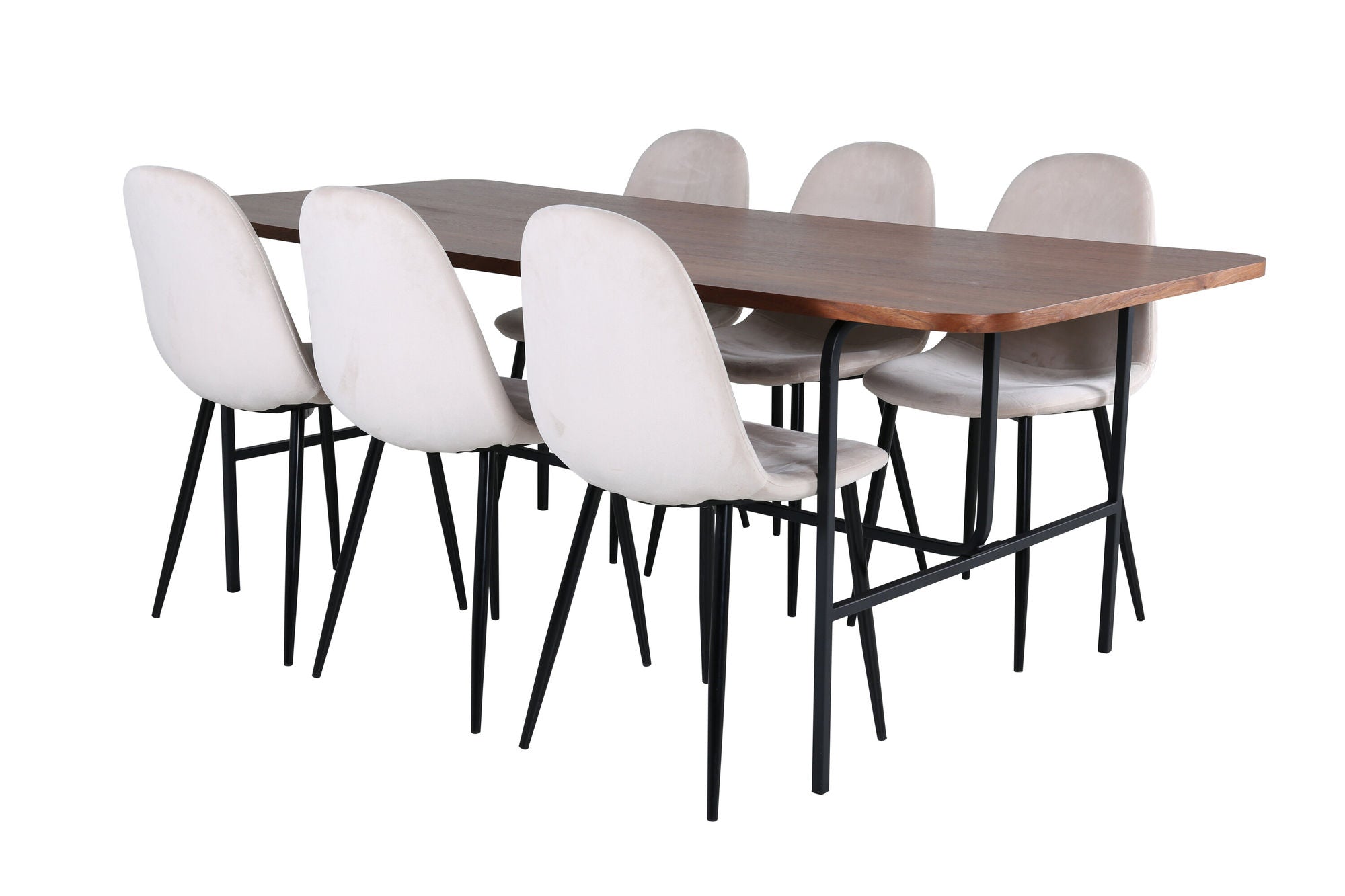 Venture Home Uno spisebord - Black / Walnut Veneer+Polar Spisebordsstol- Black legs / Beige Velvet (ersätter 19902-880)_6
