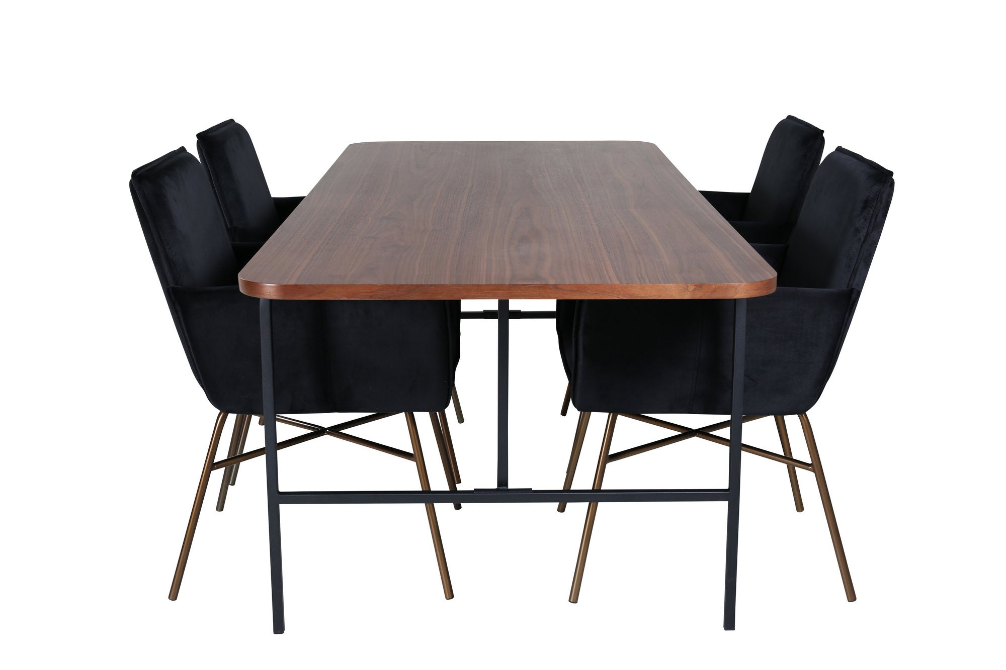Venture Home Uno spisebord , Black Walnut Veneer+Petra stol , Distressed Copper Black Velvet_4