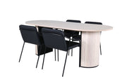 Venture Home Bianca Oval spisebord - White Wash / Black Veneer+Tvist stol - Black / Black PU_4