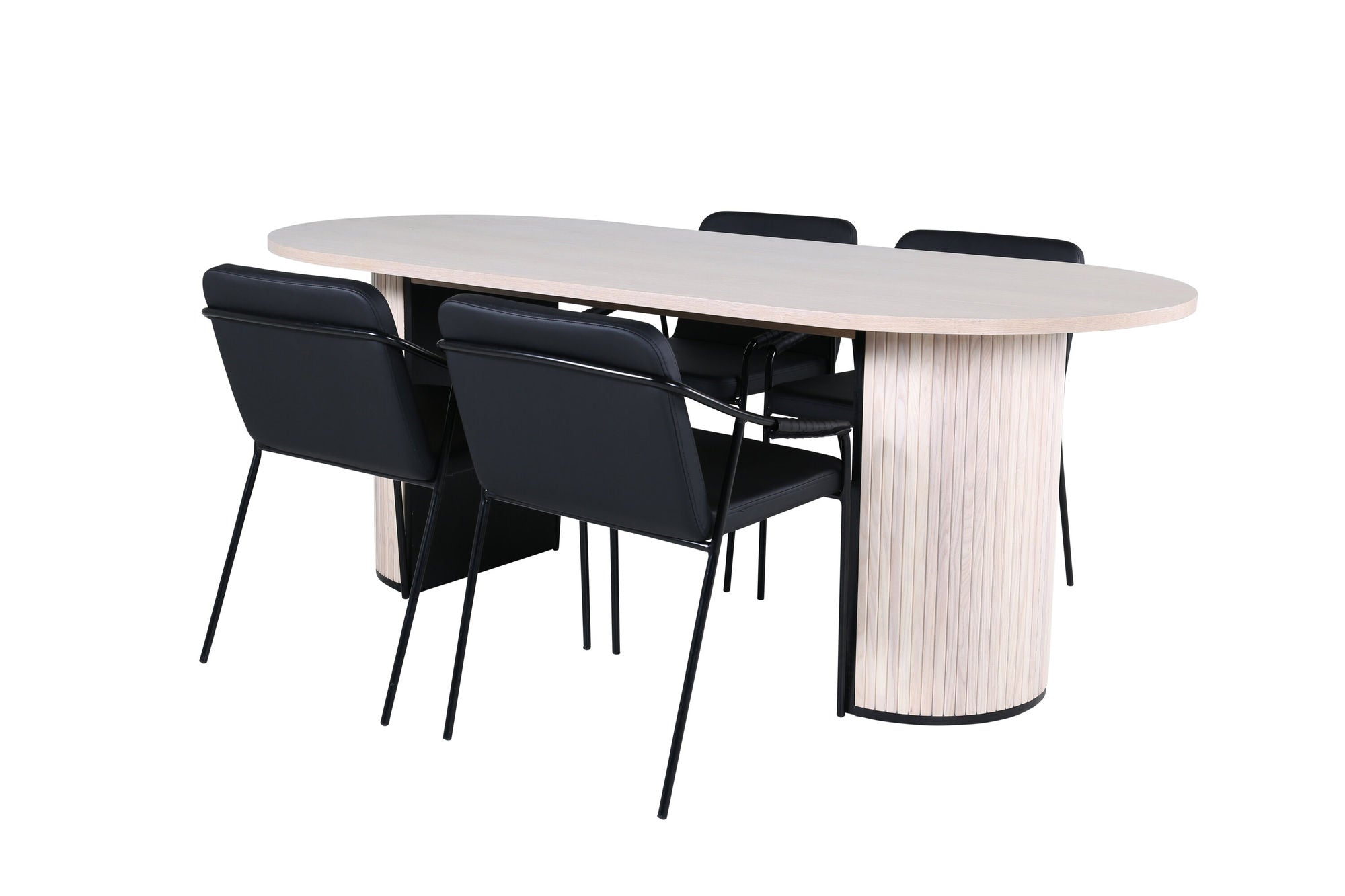 Venture Home Bianca Oval spisebord - White Wash / Black Veneer+Tvist stol - Black / Black PU_4