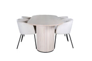 Venture Home Bianca Oval spisebord , White Wash Black Veneer+Berit stol , Black Beige Velvet_4