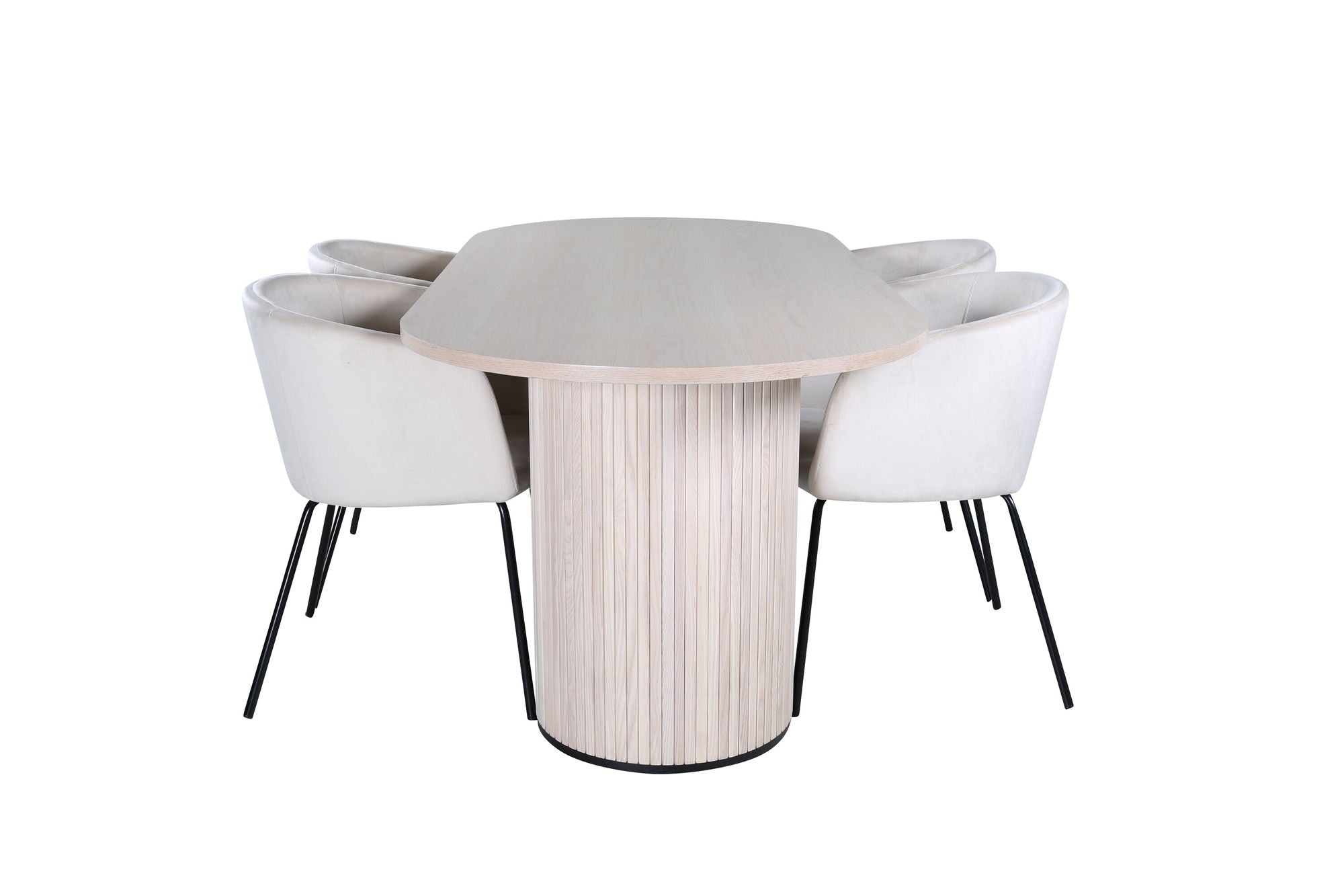 Venture Home Bianca Oval spisebord , White Wash Black Veneer+Berit stol , Black Beige Velvet_4