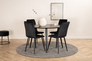 Venture Home Dipp spisebord - 115cm - Black Veneer / All black legs +Windu Lyx stol - Black / Black Velvet_4