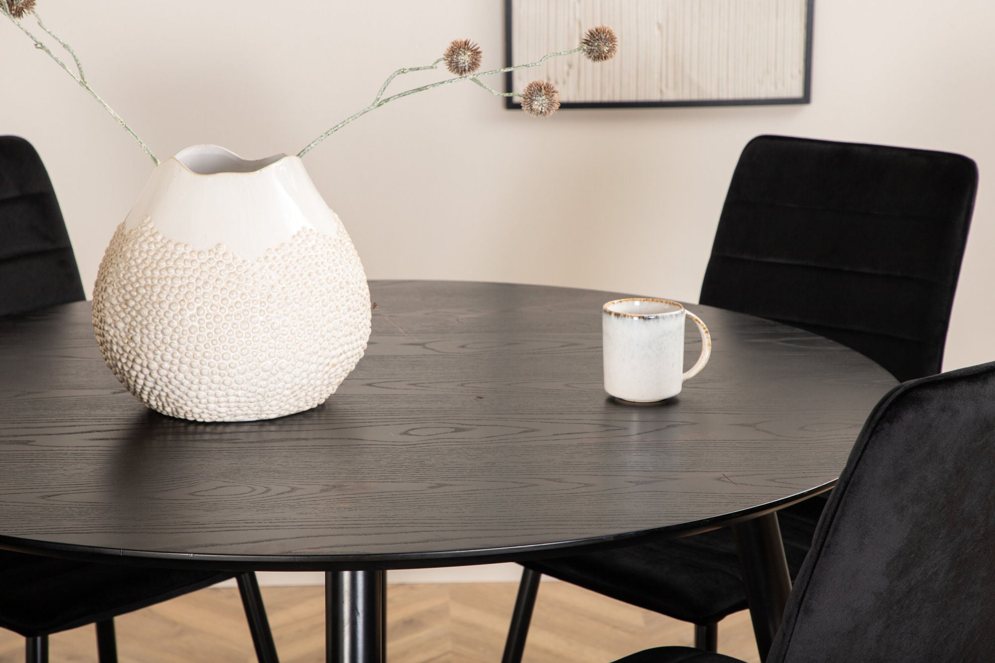 Venture Home Dipp spisebord - 115cm - Black Veneer / All black legs +Windu Lyx stol - Black / Black Velvet_4
