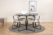 Venture Home Dipp spisebord - 115cm - Black Veneer / All black legs +Kenth stol - Black / Light Grey Velvet_4