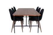 Venture Home Uno spisebord , Black Walnut Veneer+Polar Spisebordsstol , Walnut Legs , Black Fabric_6