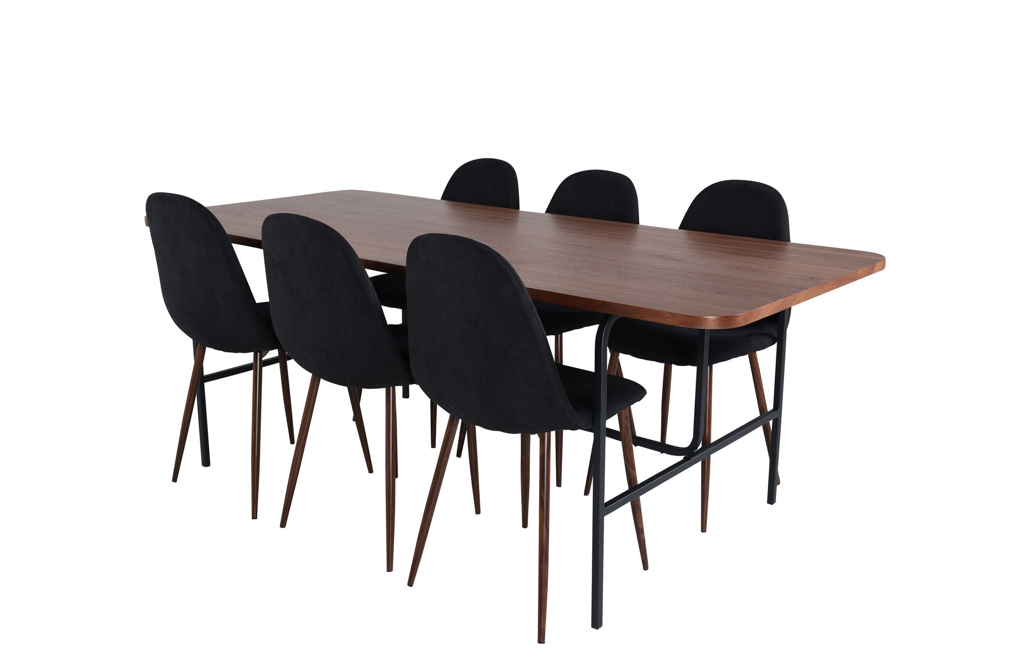 Venture Home Uno spisebord , Black Walnut Veneer+Polar Spisebordsstol , Walnut Legs , Black Fabric_6