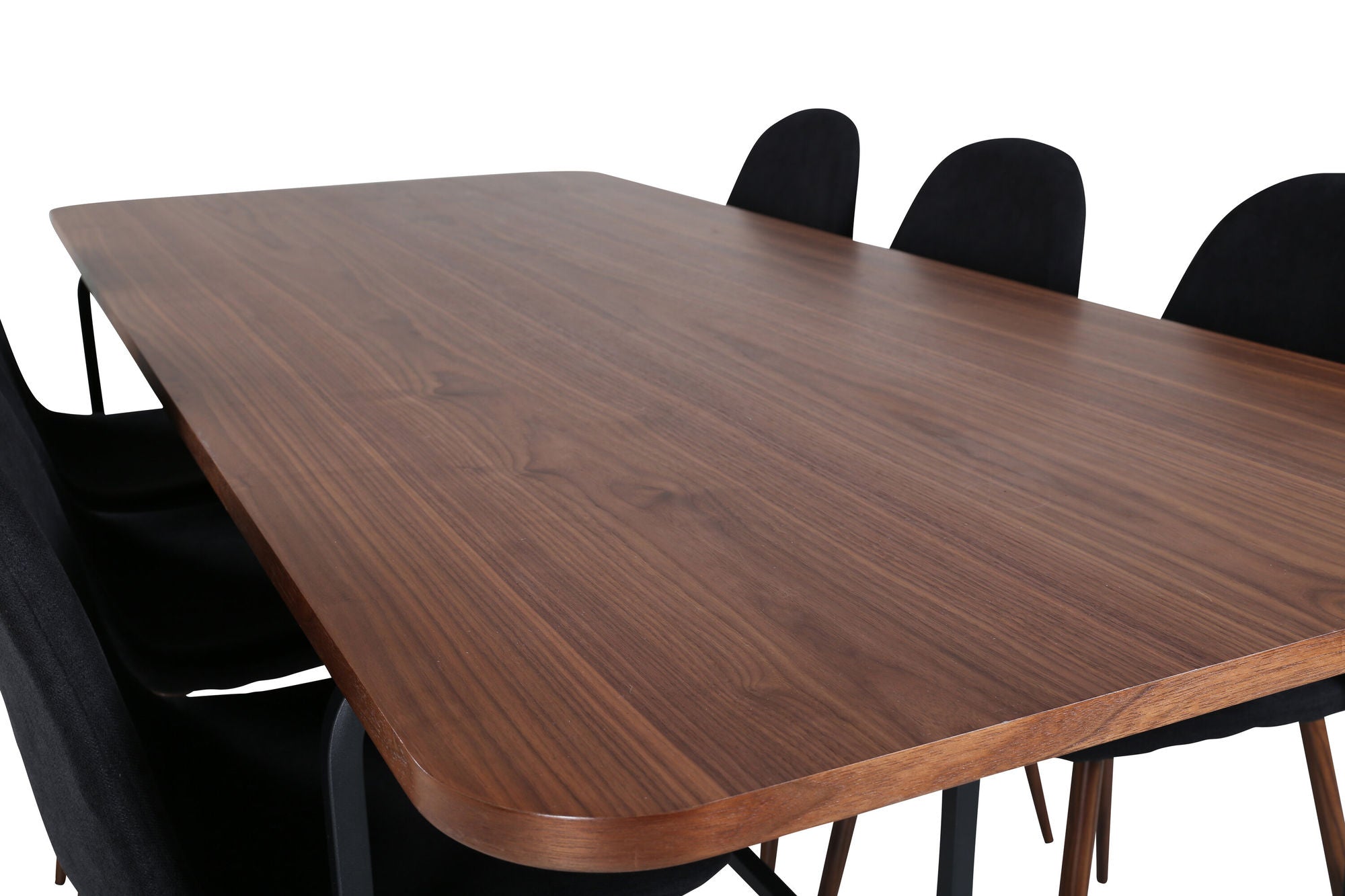 Venture Home Uno spisebord , Black Walnut Veneer+Polar Spisebordsstol , Walnut Legs , Black Fabric_6