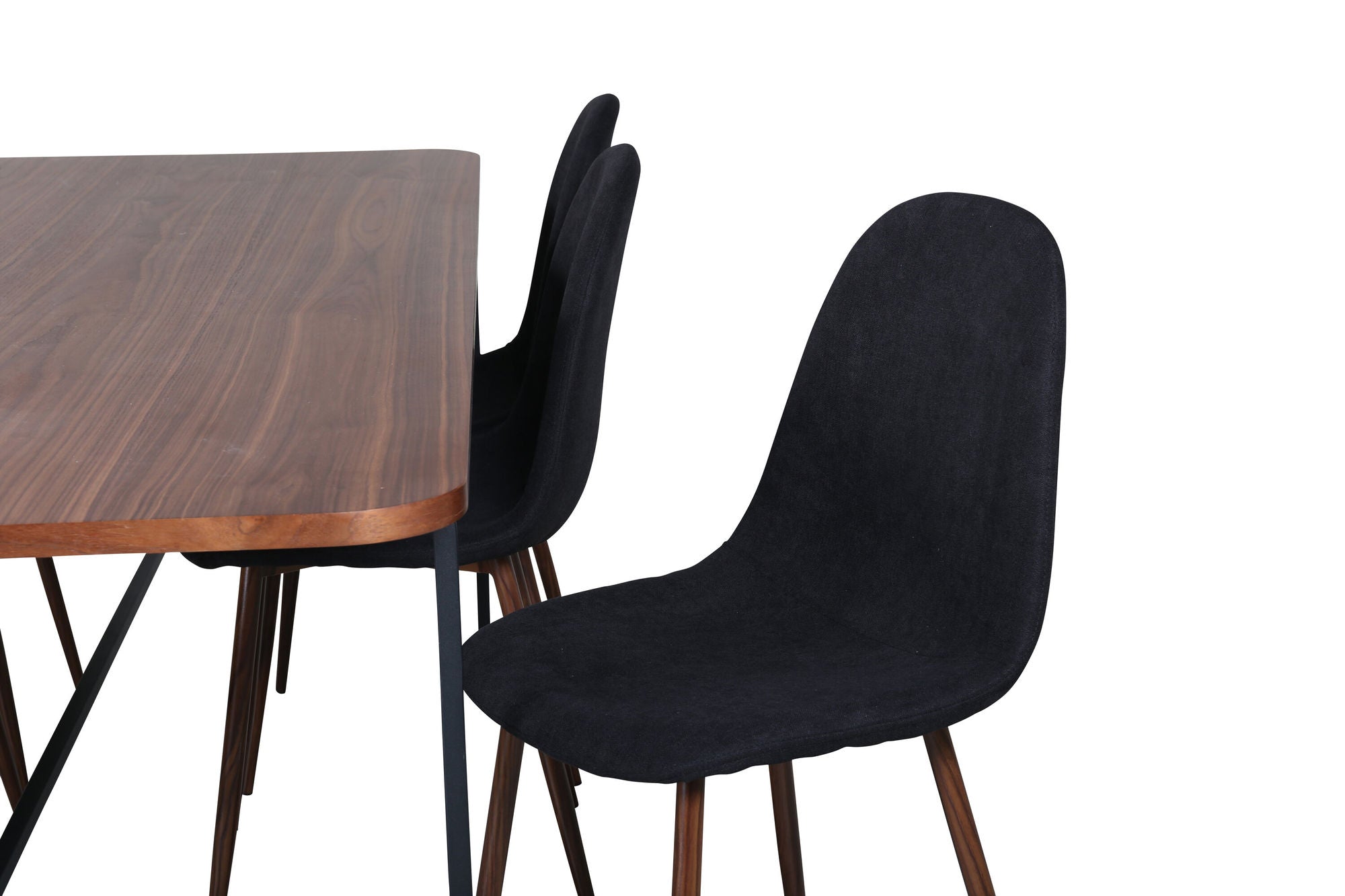 Venture Home Uno spisebord , Black Walnut Veneer+Polar Spisebordsstol , Walnut Legs , Black Fabric_6