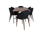Venture Home Uno spisebord , Black Walnut Veneer+Arch Spisebordsstol , Walnut Legs , Black Fabric_6
