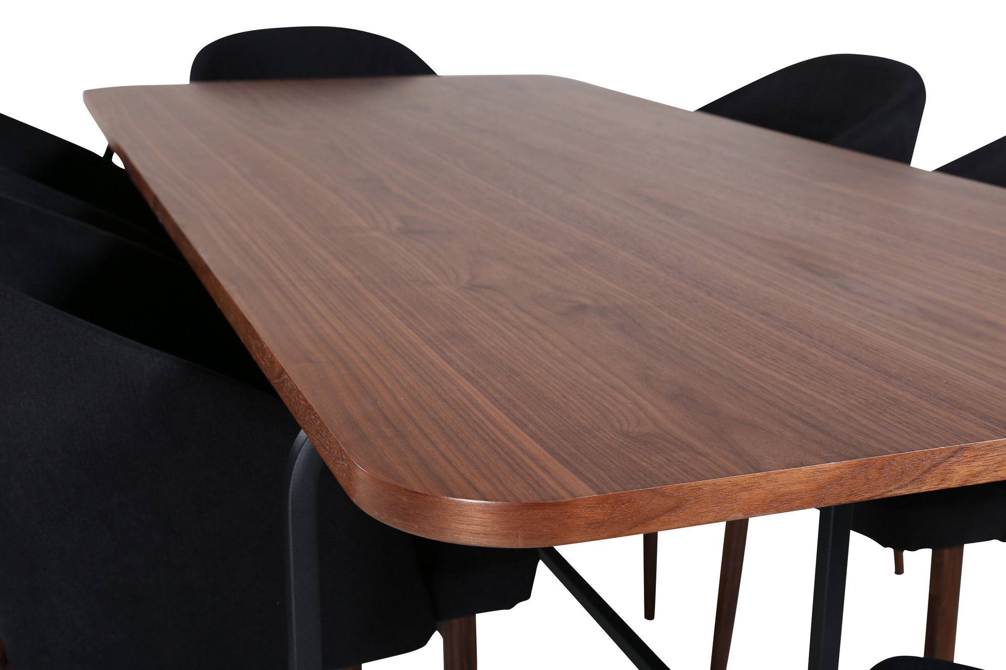 Venture Home Uno spisebord , Black Walnut Veneer+Arch Spisebordsstol , Walnut Legs , Black Fabric_6