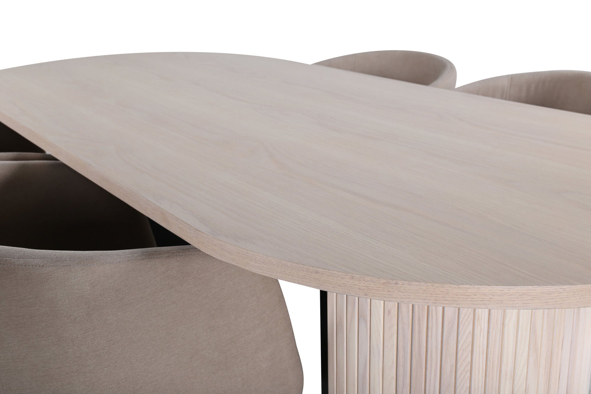 Venture Home Bianca Oval spisebord , White Wash Black Veneer+Berit stol , Black Beige Fabric (Polyester linen )_4