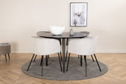 Venture Home Dipp spisebord - 115cm - Black Veneer / All black legs +Berit stol - Black / Light Grey Velvet_4