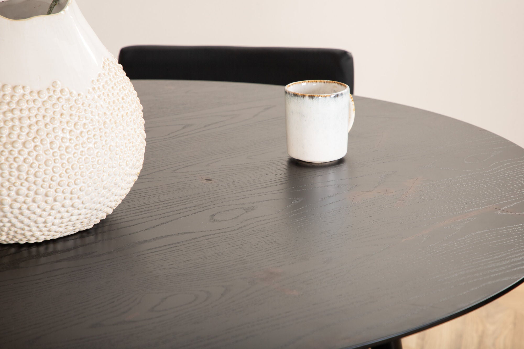 Venture Home Dipp spisebord - 115cm - Black Veneer / All black legs +Kenth stol - Black / Black PU_4