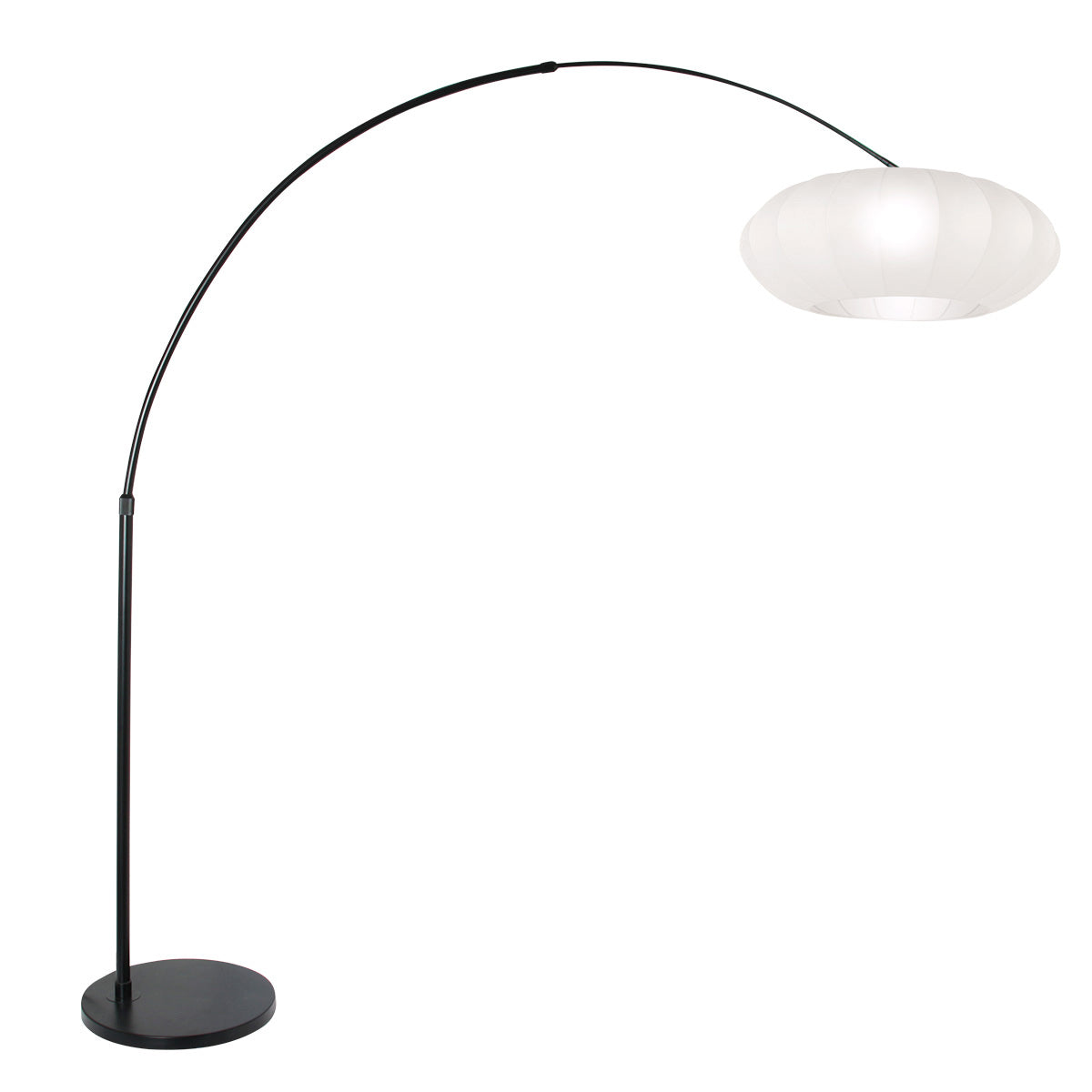 Buet gulvlampe Luma Nola 3807ZW sort med hvid lampeskærm i silke