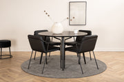 Venture Home Dipp spisebord - 115cm - Black Veneer / All black legs +Tvist stol - Black / Black PU_4