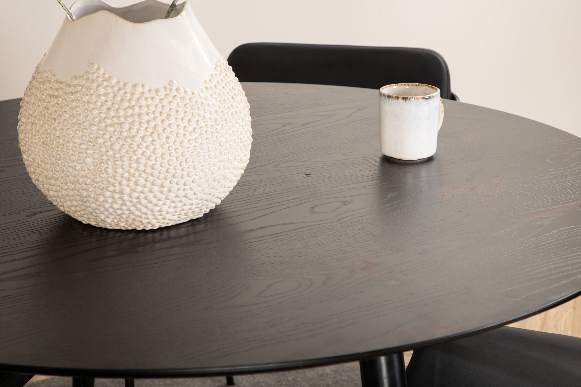 Venture Home Dipp spisebord - 115cm - Black Veneer / All black legs +Tvist stol - Black / Black PU_4