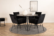 Venture Home Dipp spisebord - 115cm - Black Veneer / All black legs +Petra stol - Black / Black Velvet_4