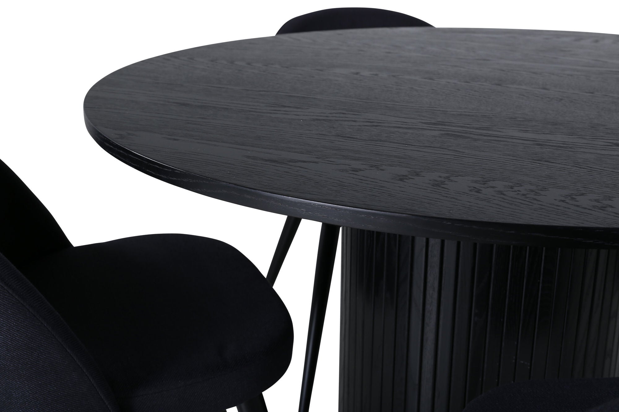 Venture Home Bianca rund spisebord , Black Black Veneer+Velvet Dining Chiar , Black legs, Black Fabric_4