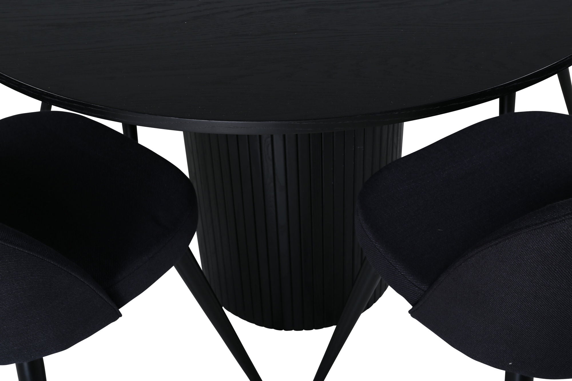 Venture Home Bianca rund spisebord , Black Black Veneer+Velvet Dining Chiar , Black legs, Black Fabric_4