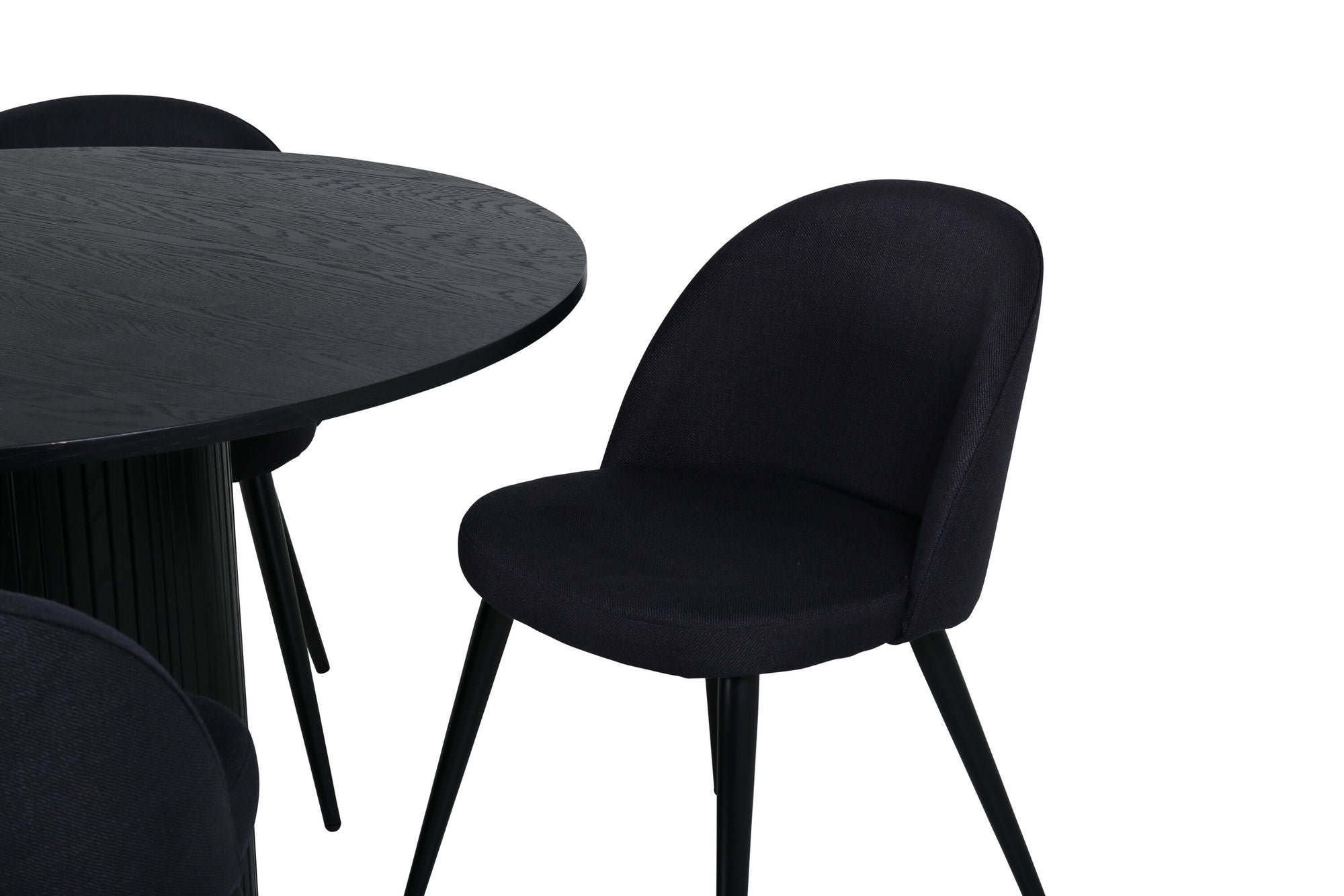 Venture Home Bianca rund spisebord , Black Black Veneer+Velvet Dining Chiar , Black legs, Black Fabric_4