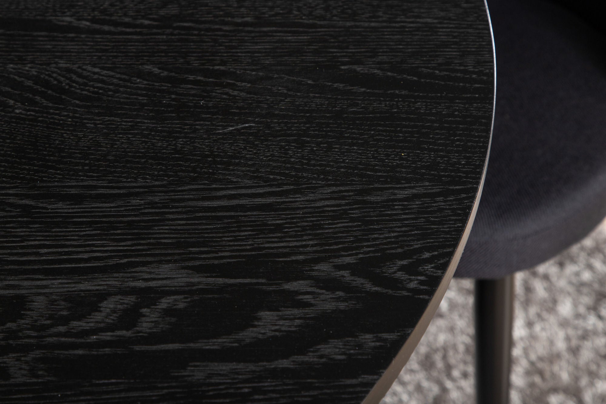 Venture Home Bianca rund spisebord , Black Black Veneer+Velvet Dining Chiar , Black legs, Black Fabric_4