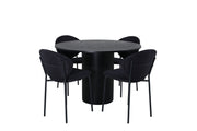 Venture Home Bianca rund spisebord , Black Black Veneer+Vault Spisebordsstol , Black Legs , Black Fabric_4