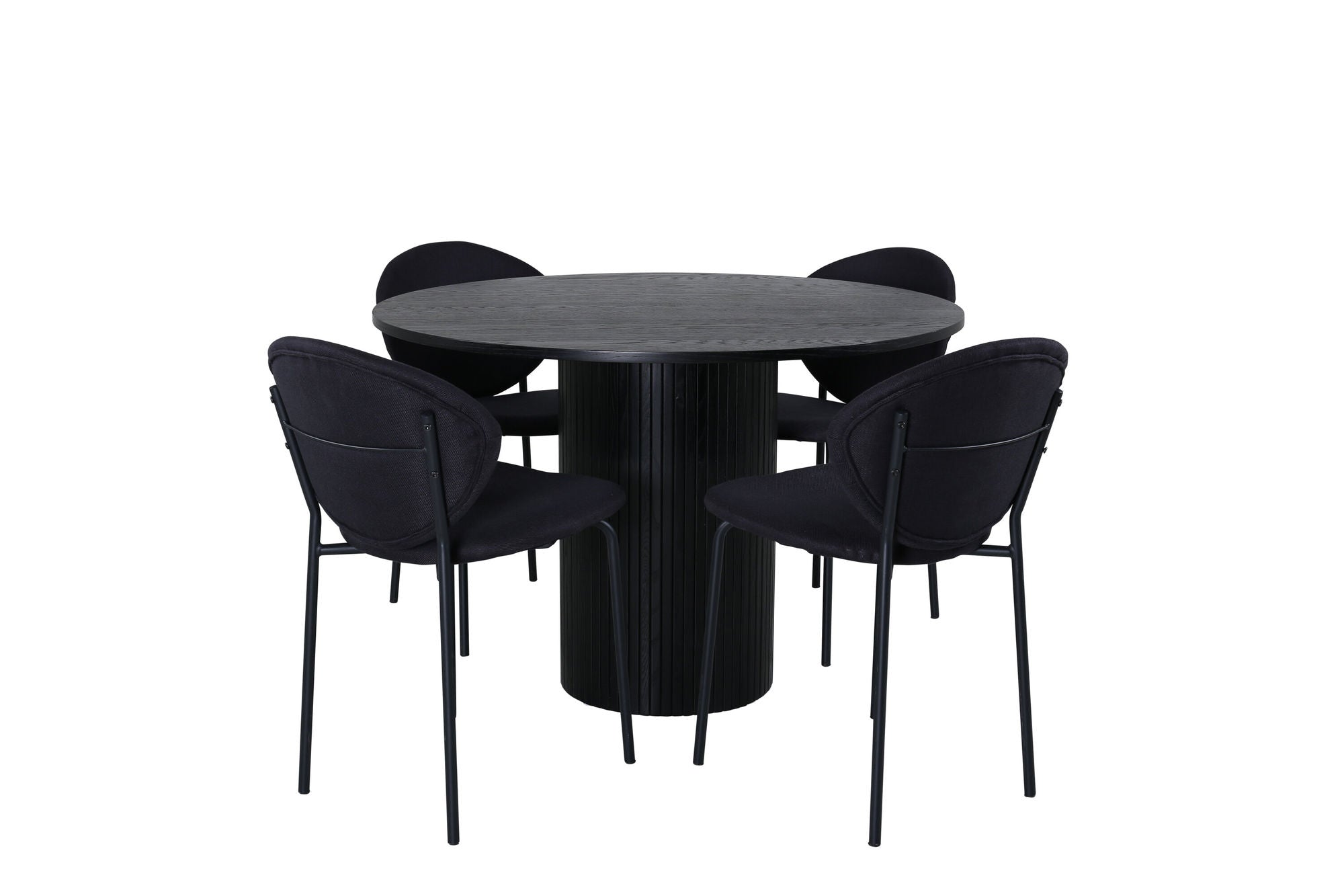 Venture Home Bianca rund spisebord , Black Black Veneer+Vault Spisebordsstol , Black Legs , Black Fabric_4