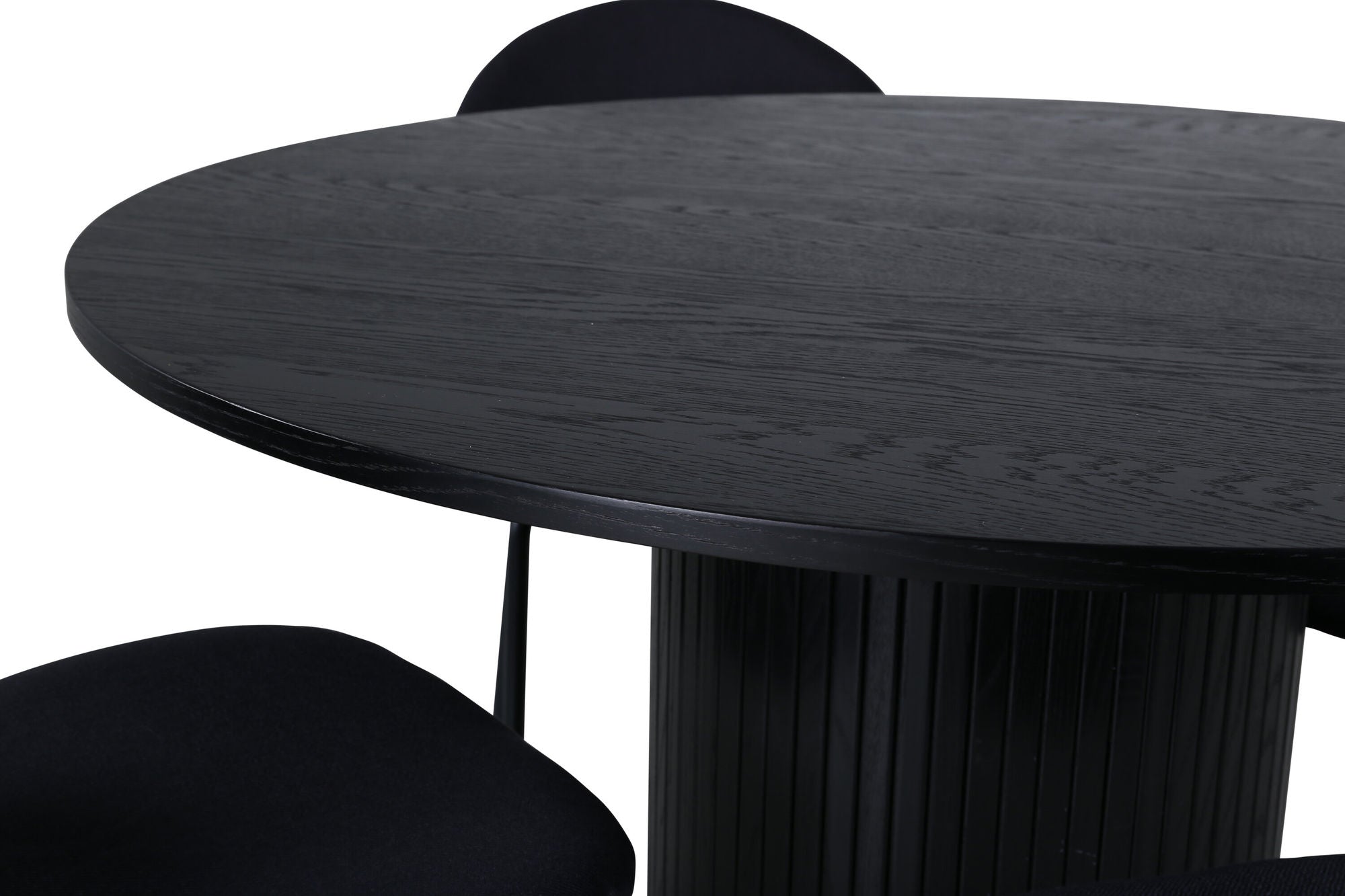 Venture Home Bianca rund spisebord , Black Black Veneer+Vault Spisebordsstol , Black Legs , Black Fabric_4