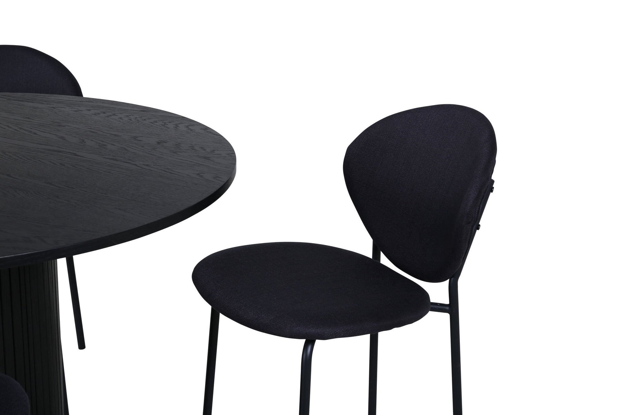Venture Home Bianca rund spisebord , Black Black Veneer+Vault Spisebordsstol , Black Legs , Black Fabric_4