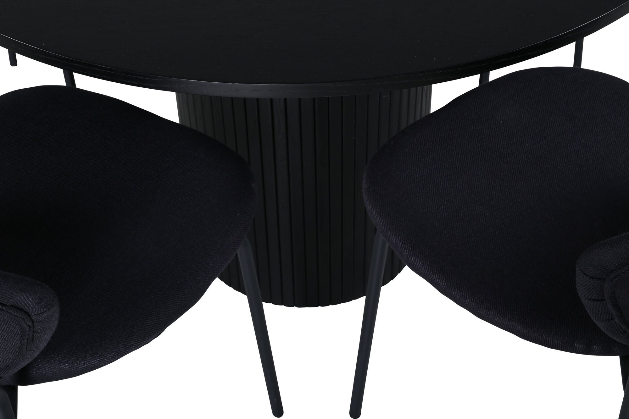Venture Home Bianca rund spisebord , Black Black Veneer+Vault Spisebordsstol , Black Legs , Black Fabric_4
