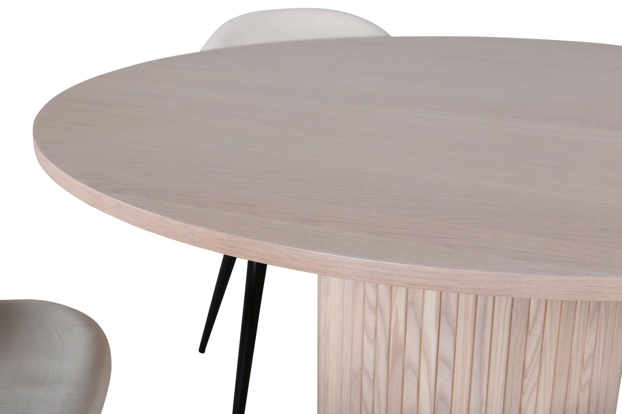 Venture Home Bianca rund spisebord , White Wash Black Veneer+Velvet Spisebordsstol Corduroy , Beige Black_4