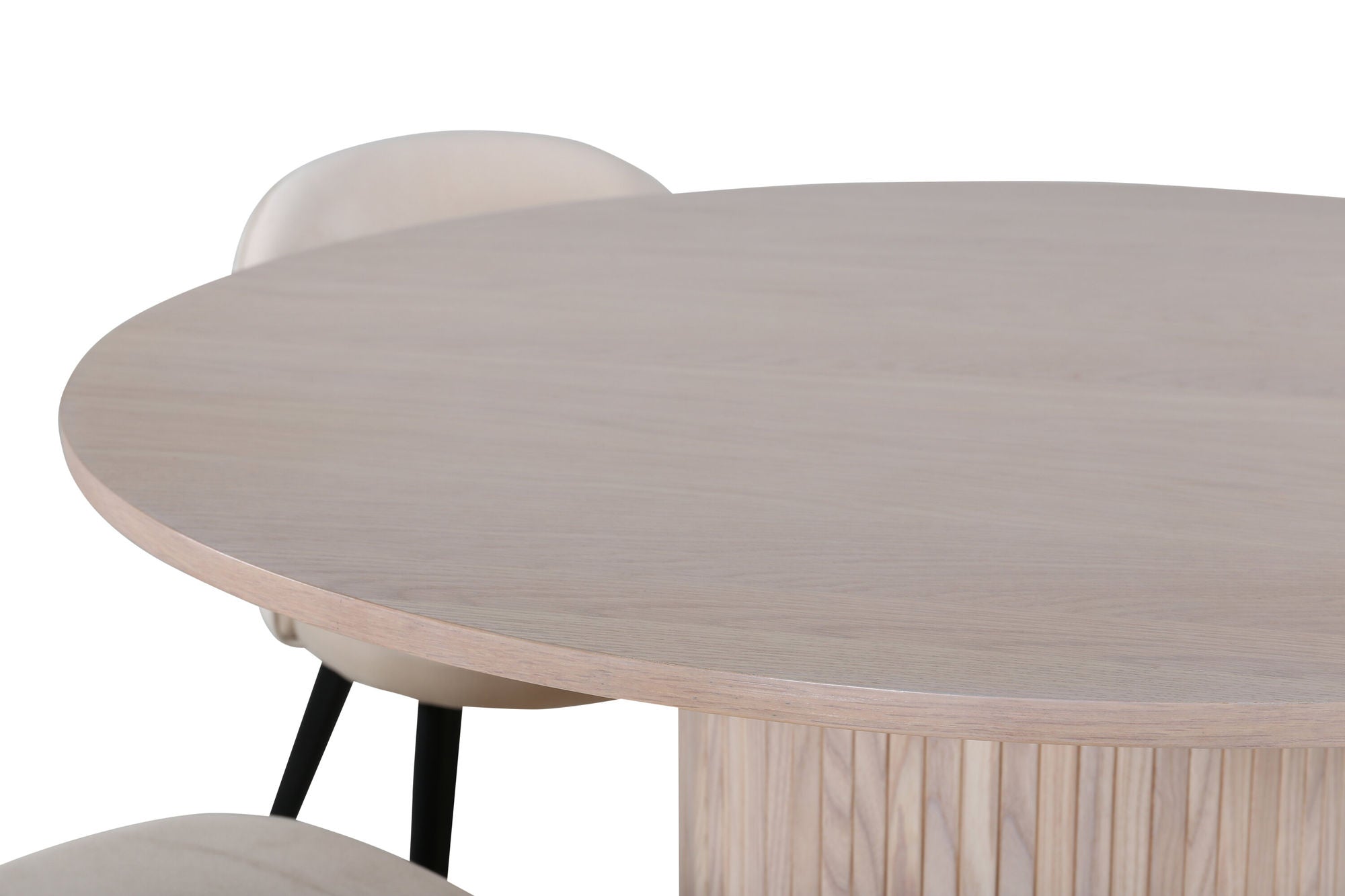 Venture Home Bianca rund spisebord , White Wash Black Veneer+Velvet Stitches stol , Black Beige Velvet_4