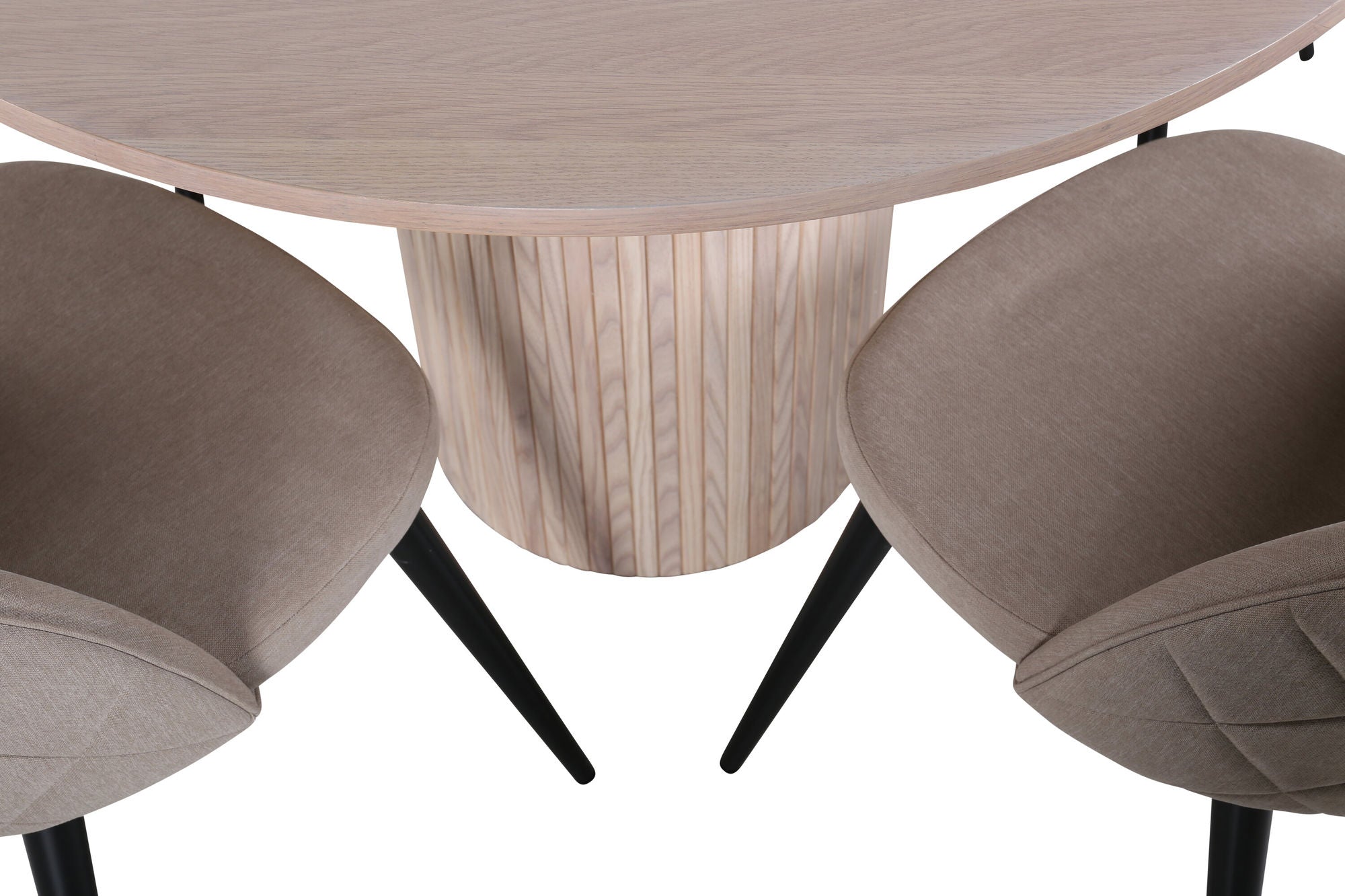 Venture Home Bianca rund spisebord , White Wash Black Veneer+Velvet Stitches stol , Black Beige Fabric (Polyester linen )_4