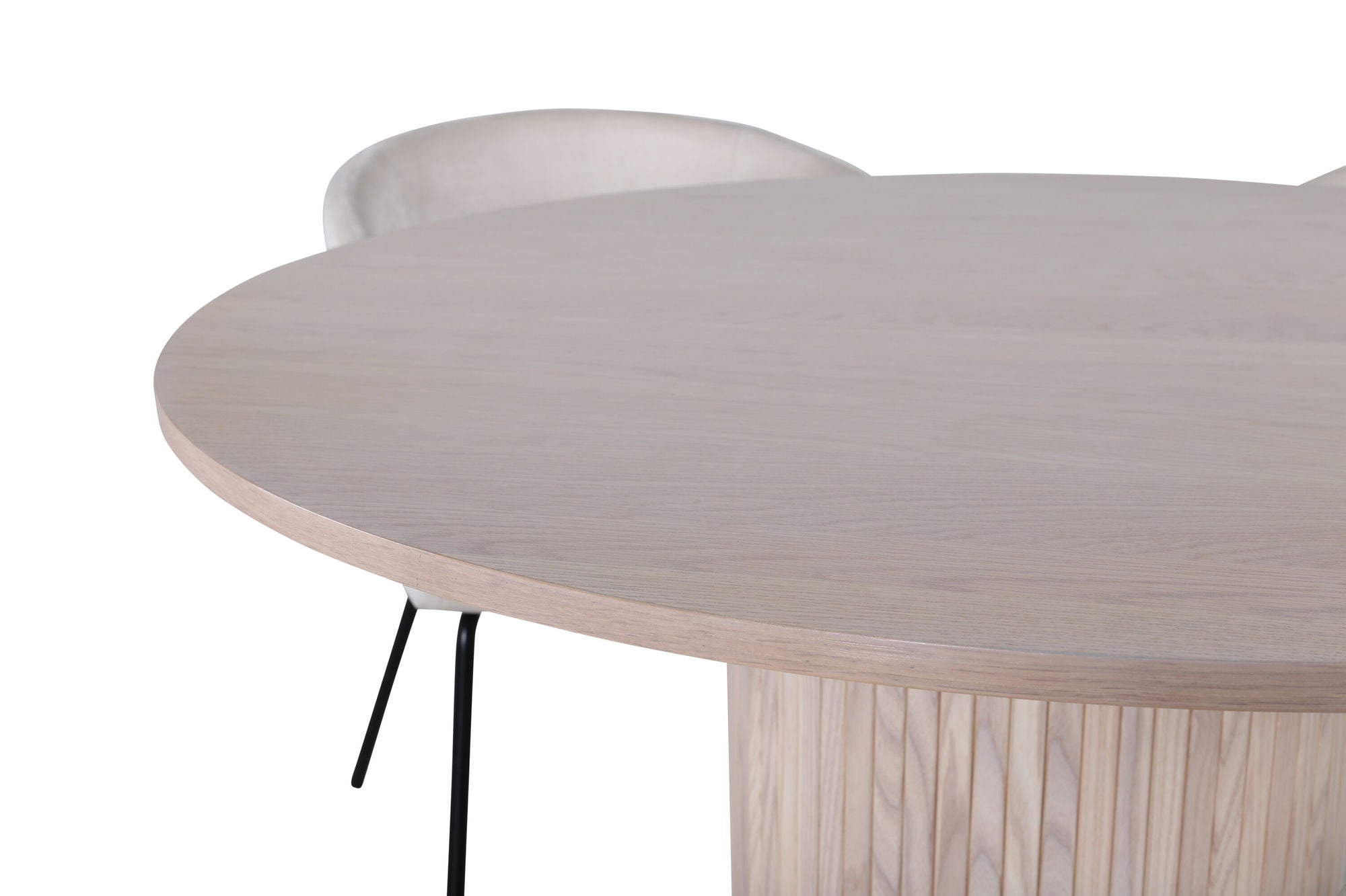Venture Home Bianca rund spisebord , White Wash Black Veneer+Berit stol , Black Beige Velvet_4