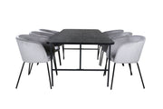 Venture Home Uno spisebord , Black Black Veneer+Berit stol , Black Light Grey Velvet_6