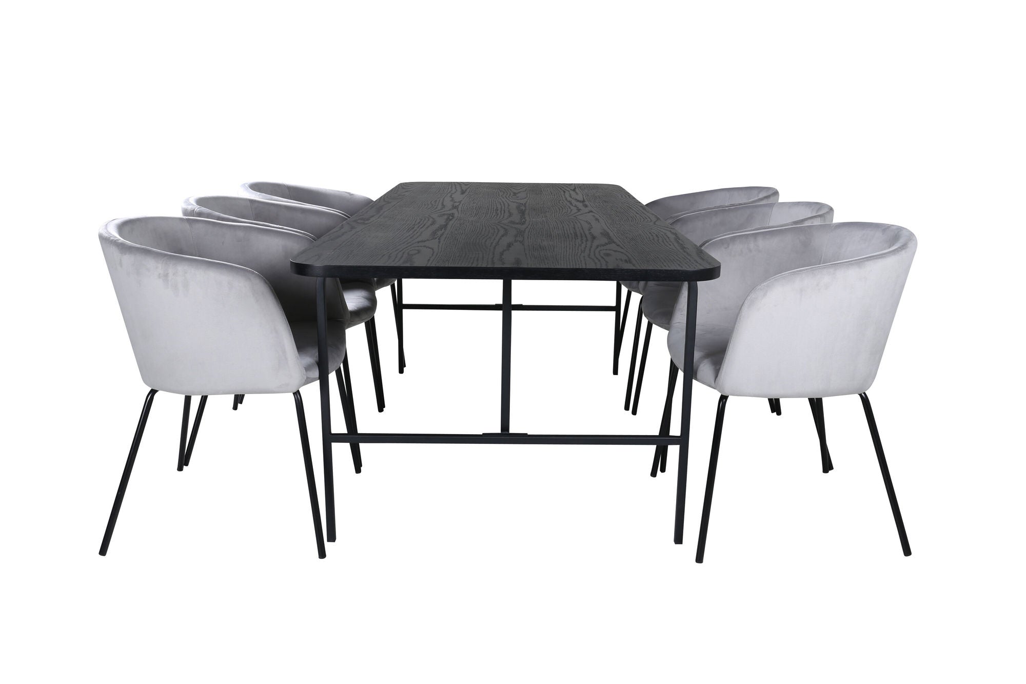 Venture Home Uno spisebord , Black Black Veneer+Berit stol , Black Light Grey Velvet_6